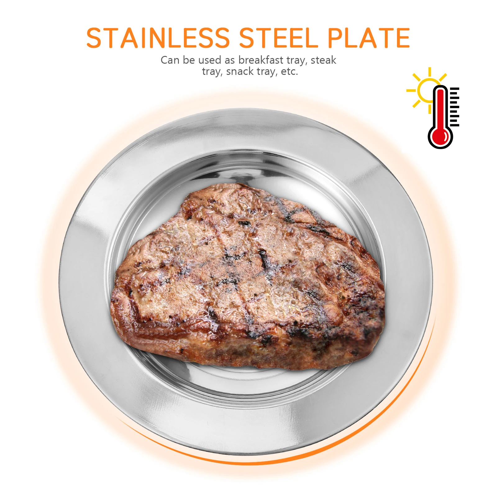

Round Lobster Seafood Plate Stainless Steel Dinner Serving Platters Silver Restaurant Child Fruit Snack Steak Storage