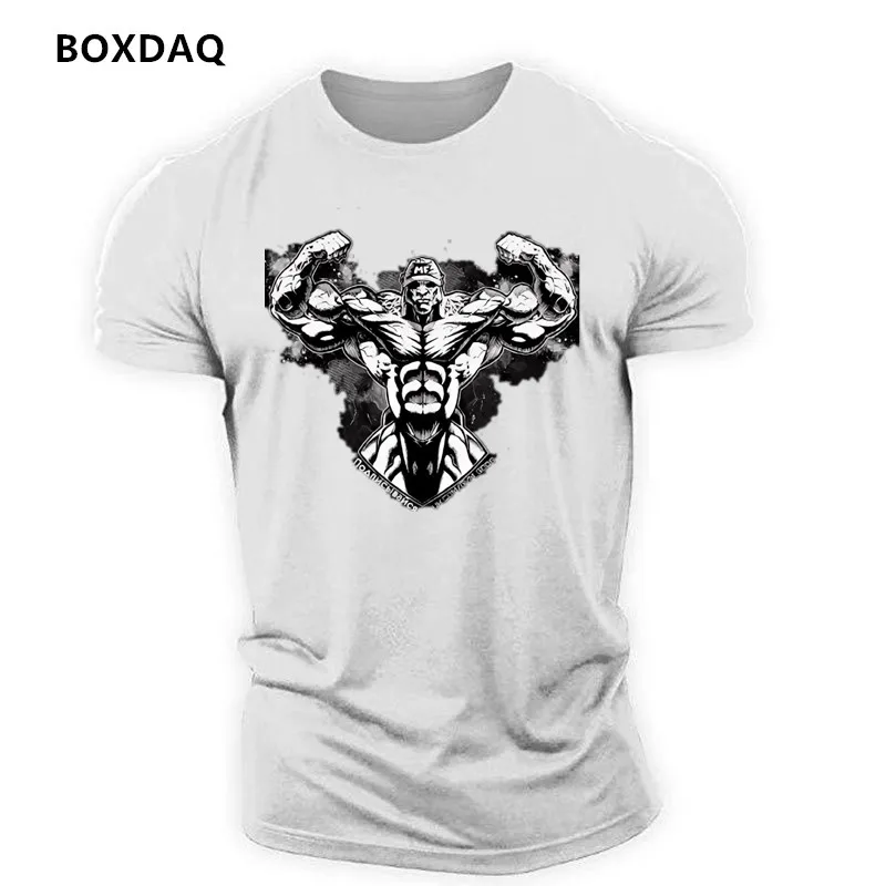 Gym Fitness Beast Muscle Pattern Men's Sports T-Shirts Summer Short Sleeve 3D Print Workout Sporty Casual Tops 6XL Large Size