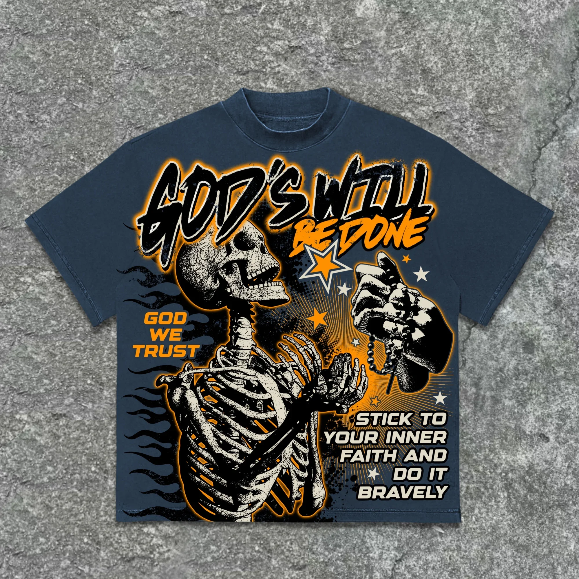 The 2025 3d Tshirt God's Will Skull Retro Pattern T-shirt Printed Graphic Men And Women Y2K Oversized T-shirt Street Wear image 3