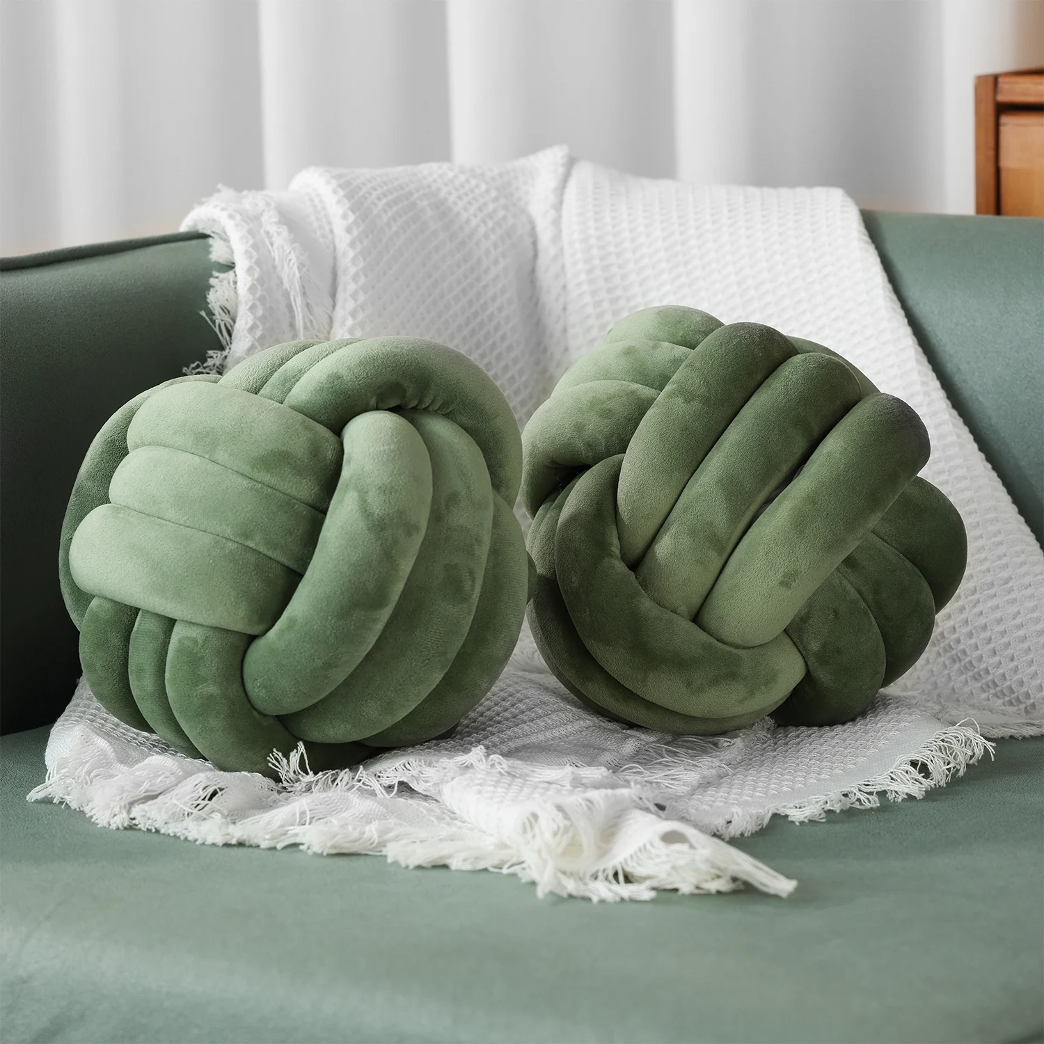 

8 Inch Round Decorative Throw Pillow in Solid Olive Color for Sofa Bedroom Accent Cushion