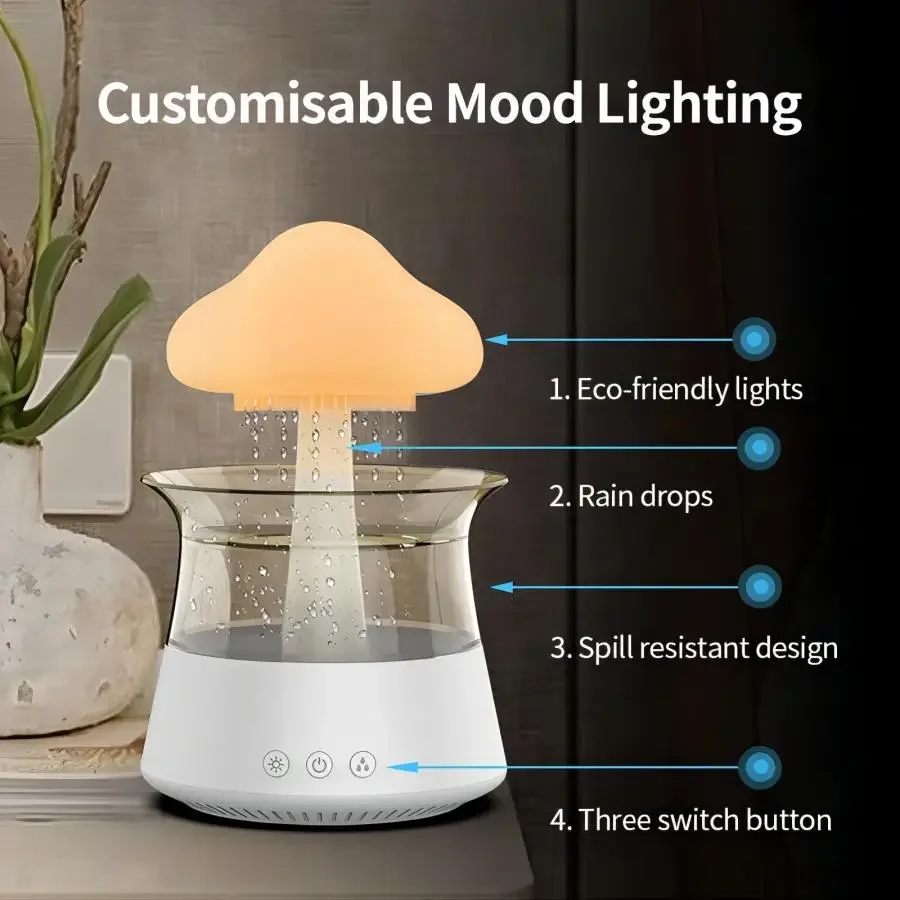 Relax Cloud Rain Diffuser Humidifier Raindrop Aromatherapy Machine Ultrasonic Atomization Humidification Colorful Lamp Humidifer