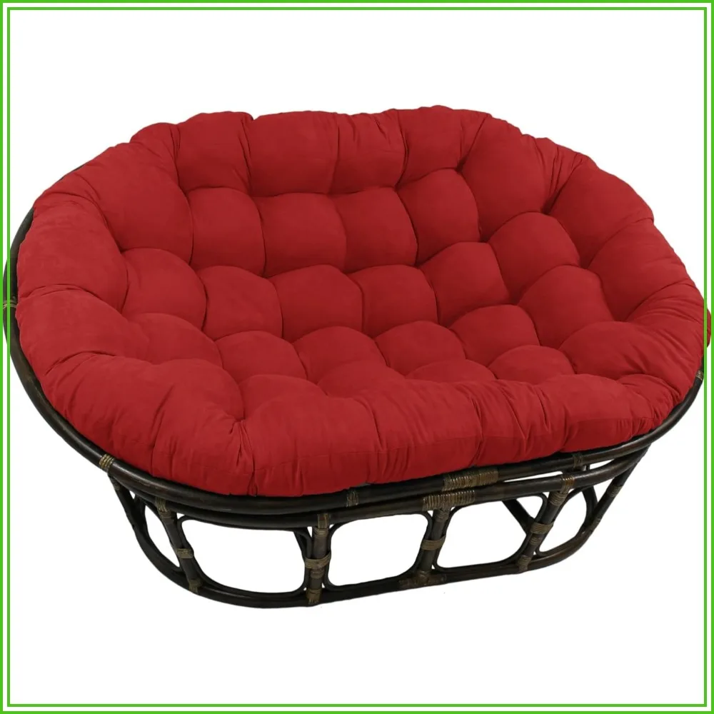 Blazing Needles Solid Microsuede Double Papasan Chair Cushion 48 x 6 x 65 Cardinal Red