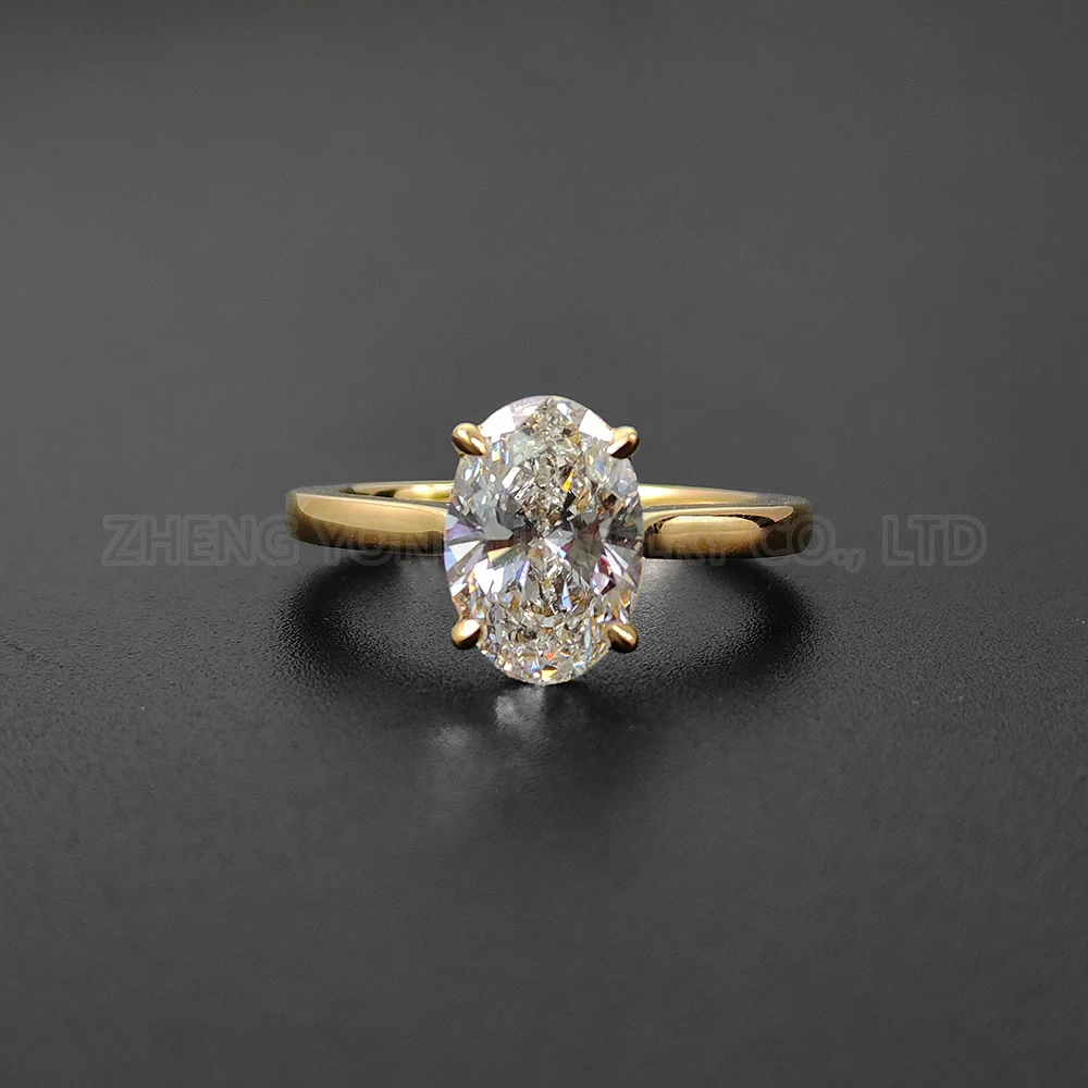 Anillo Personalizado de Oro Amarillo de 9k para Mujer, Anillo Solitario con Diamante Blanco de Laboratorio de 2CT y 4 Puntas para Boda o Compromiso