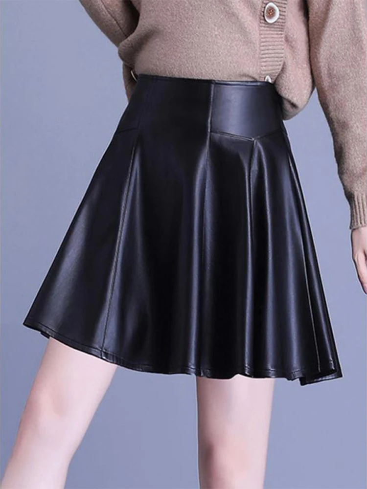 

Женская юбка А-силуэта с высокой талией, плиссированная, осенне-зимняя, новая, однотонная, элегантная, универсальная, короткая юбка-миди.