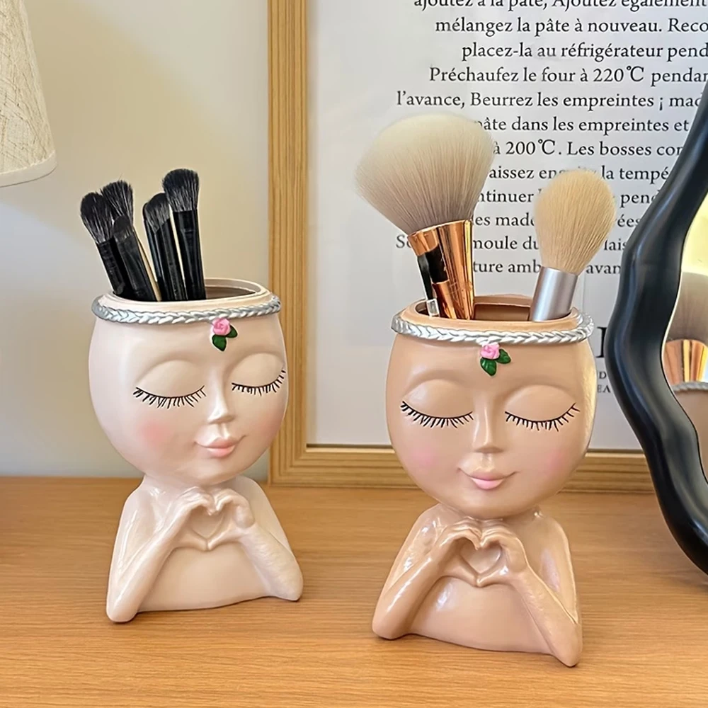 1-teiliges Aufbewahrungsregal für Make-up-Pinsel und Augenbrauenpinsel, aus Kunstharz, luxuriöses, modernes, kreatives Halbkörper-Aufbewahrungsregal, geeignet für die Aufbewahrung von Kosmetika und Badezimmerartikeln a – Detail 5