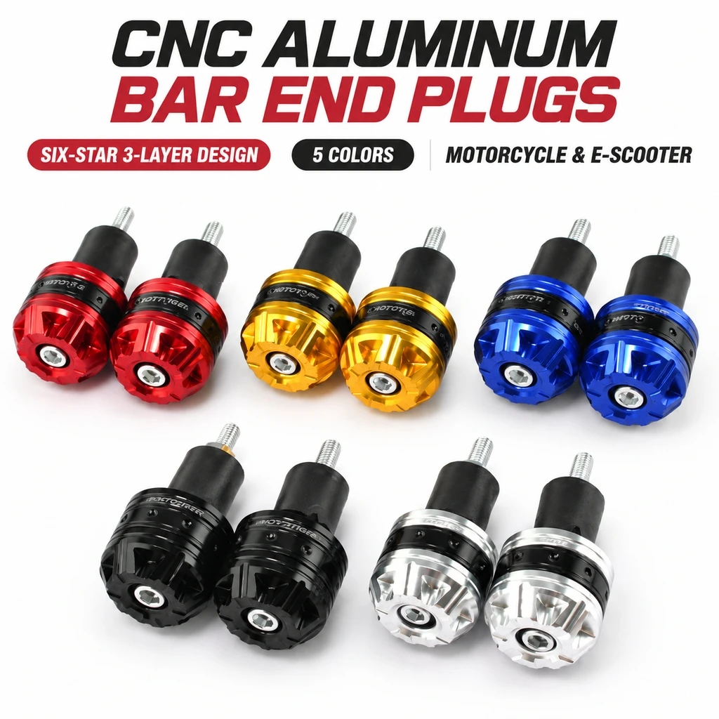 1. 6 Star Three Layer Bar End Plugs CNC Aluminum Anti Crash Handle Stopper for Electric Motorcycle