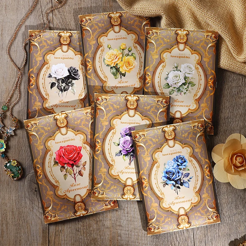 6 Style 30 Pcs/pack Light-paper Vintage Rose-themed Material Paper DIY Decoration Notebook Photo Frame