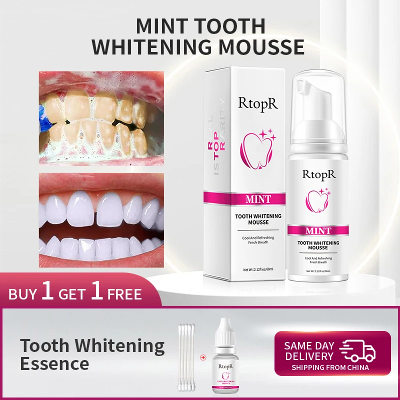 RtopR Mint Tooth Whitenging Mousse Oral Cleaning Whitening Teeth Plaque Stains Removal Remove Odor Oral Refreshing Whiten Teeth