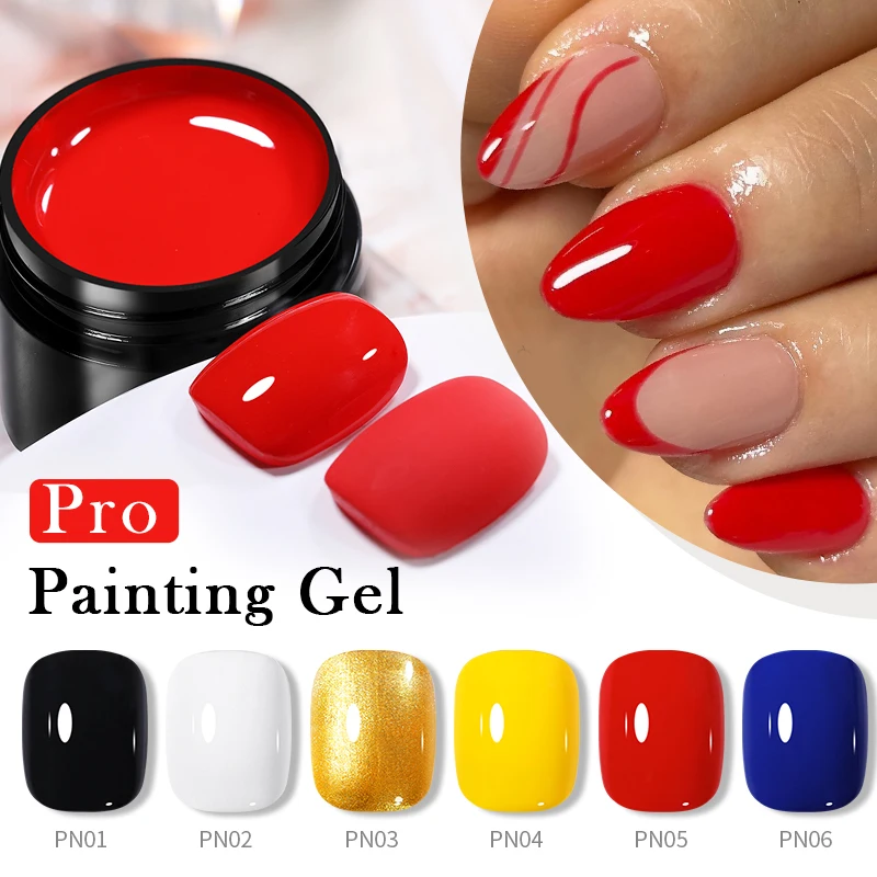 BORN PRETTY 5ml Pro Painting Gel Nail Polish Nail Paint Liner Color Gel Nail Art Glitter UV Gel Top Coat Manicure Drawing Gel