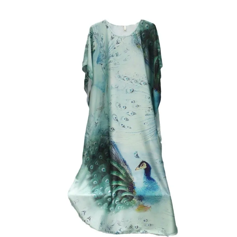 Floral Printed Nightgown Loose Sleepwear Soft Rayon Home Clothes Lady Elegant Loungewear Casual Nightdress Long Sleep Shirt 3