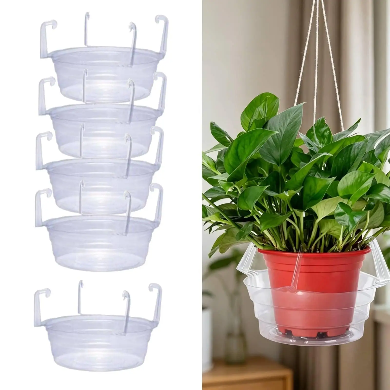 Indoor Outdoor Plant Saucers Hanging Basket Plastic Drip Pan Water Tray for Home Office Balcony Garden Lawn Planters