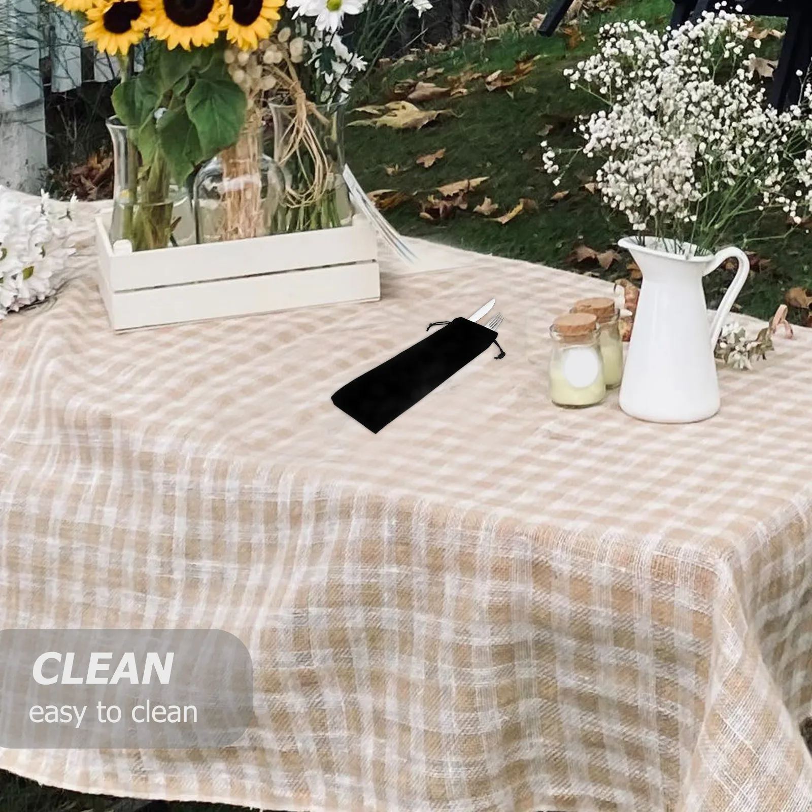 

10Pcs Cutlery Bags Drawstring Pouches Portable Travel Tableware Organizer for Forks Spoons Straws Double Headed Drawstring