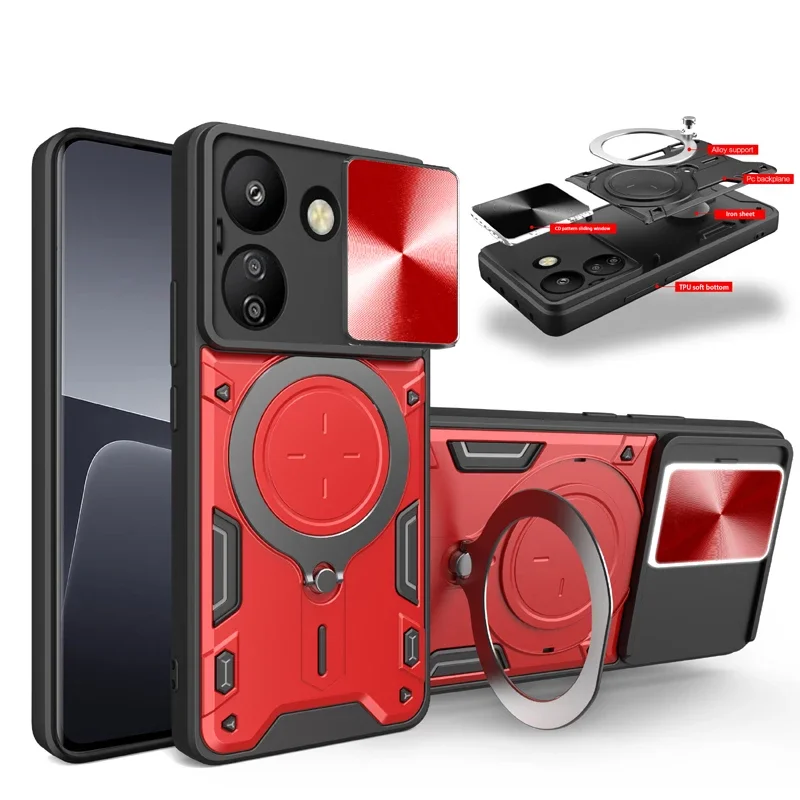 Capa para xiaomi mi poco c75 c71 c55 c61 c65 suporte magnético girado anel kickstand camada pesada à prova de choque capa de telefone