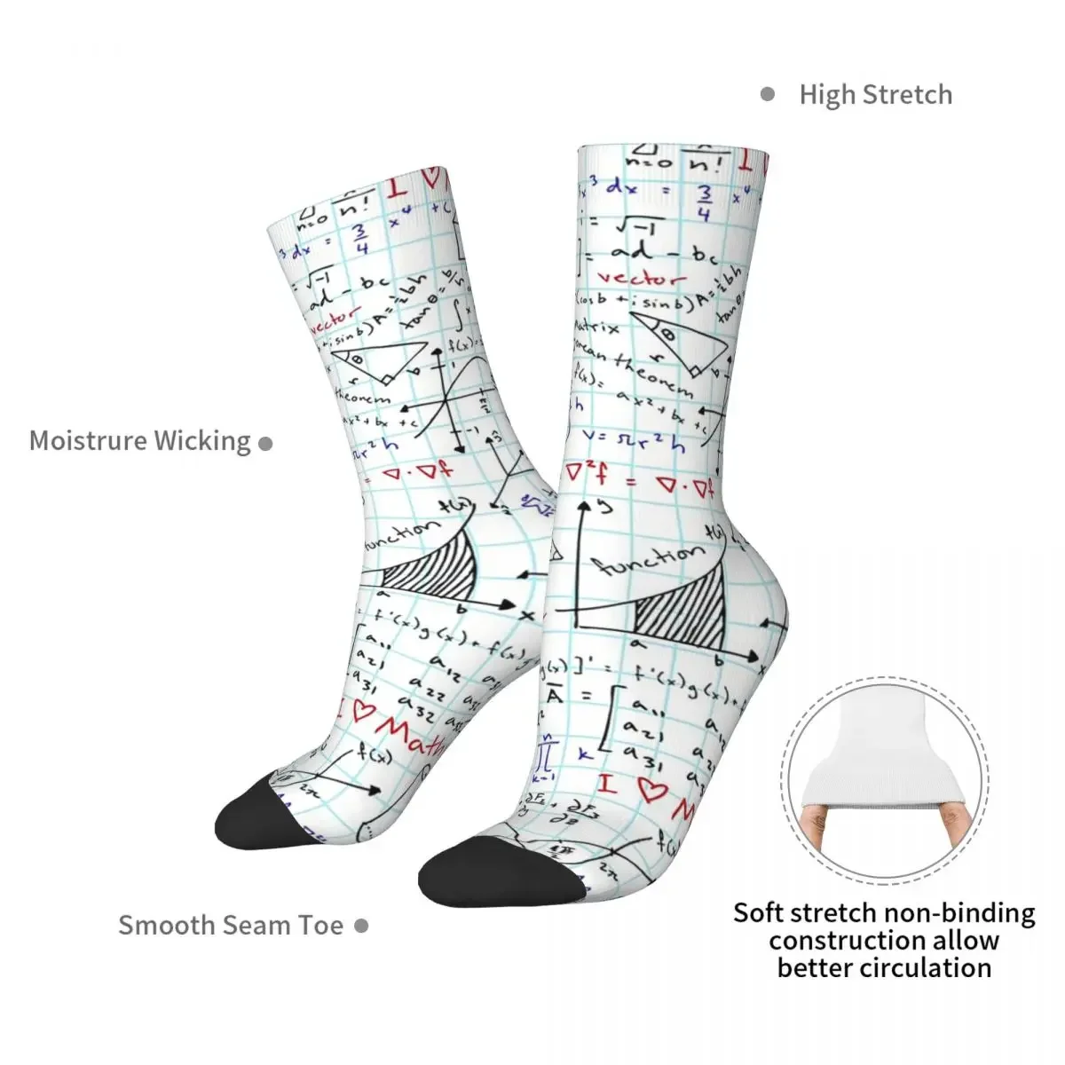 Calcetines largos de matemáticas para hombre y mujer, medias de alta calidad, Harajuku, accesorios para todas las estaciones, regalo de cumpleaños