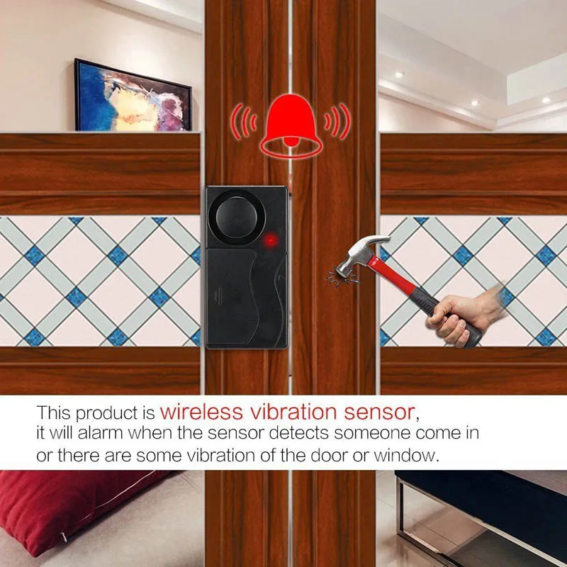 Wireless Anti-theft Alarm Loud Waterproof Door Vibration Security Alarm Detector Intelligent Remote Control Three-Dimensional