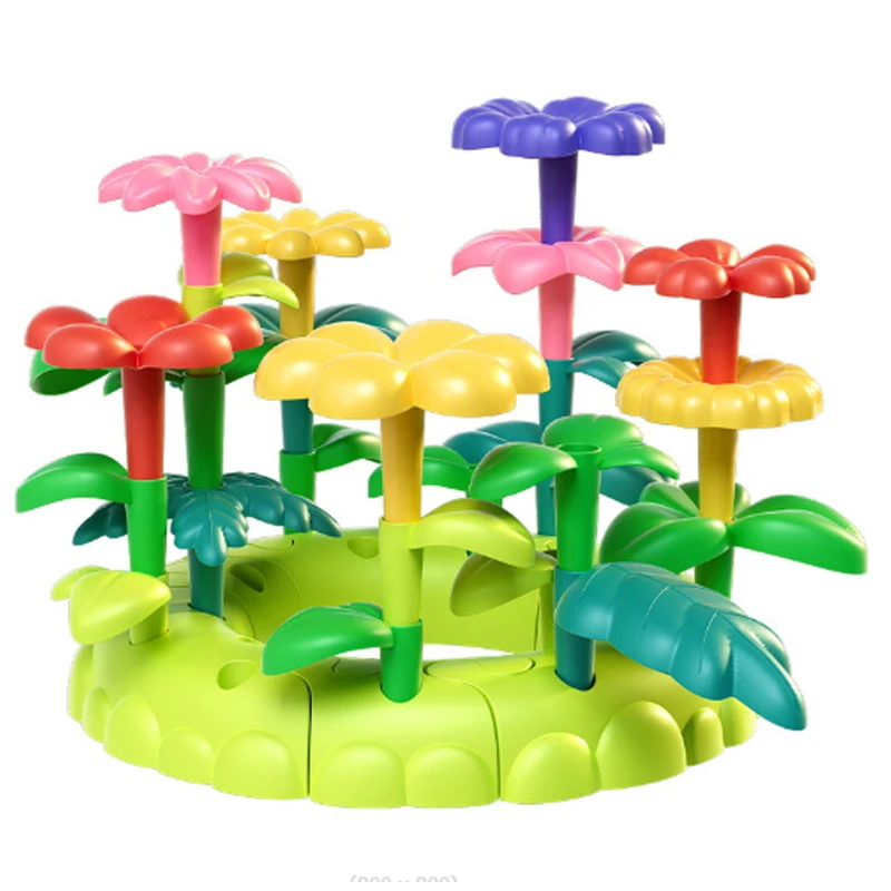 DIY puzzle jardim manual flor arranjo simulação grandes blocos de construção de partículas para brinquedos infantis Dia das Crianças