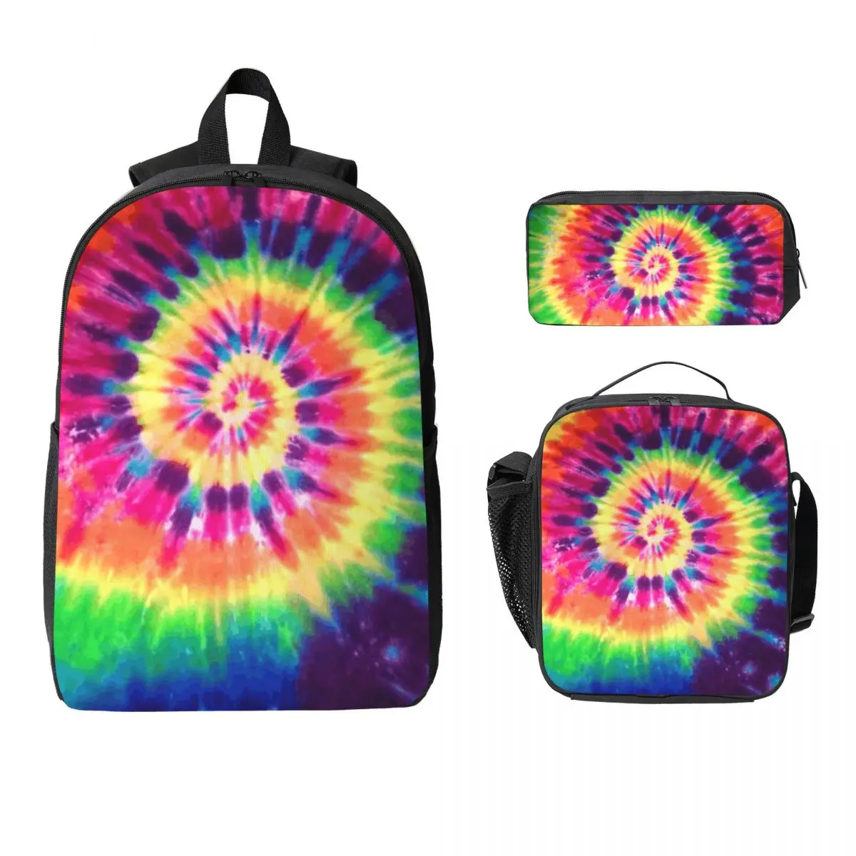 

Tie Dye Backpack Student Boys Girls BookBag School Bag Computer Shoulder Bags 3ps Insulated Lunch Bag Pencil Case