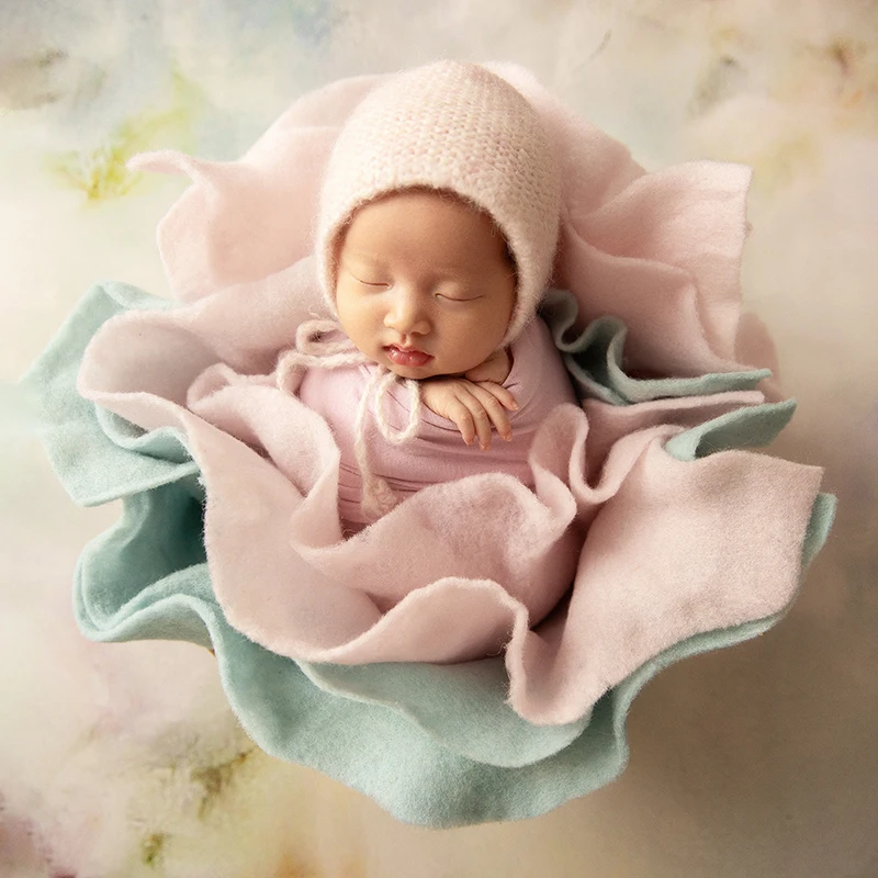 Neugeborene Fotografie Requisiten bunte Wolle Filz Wrap Blütenblatt Wrap Baby gefilzte quadratische Decke Korb Füller Stuffer Studio Foto Requisite