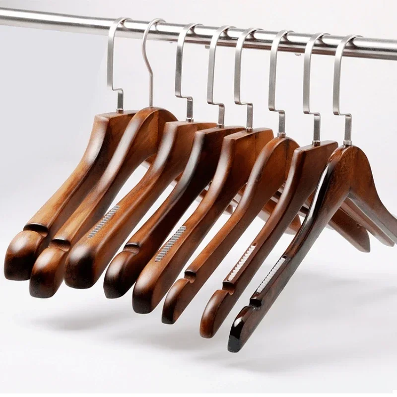 High-end Solid Wood Vintage Hanger for Men and Women, Wooden Wide Shoulder Coat, Hotel Clothing Store, 5Pcs, 10Pcs