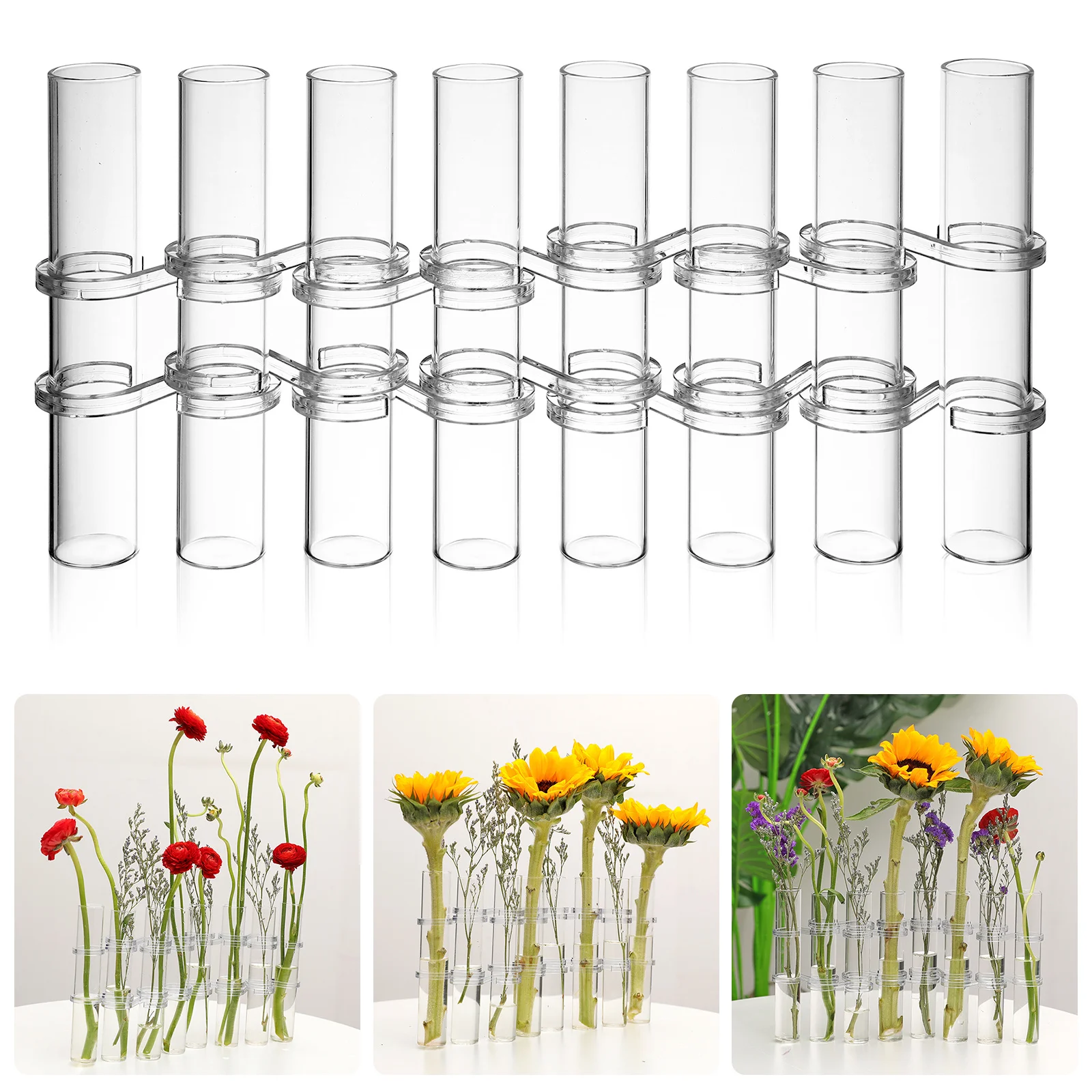 

1Set Hydroponic Transparent Glass Tube Vase Flower Arranging Container 15x2.5cm Borosilicate Glass Tubes for Living Room Balcony