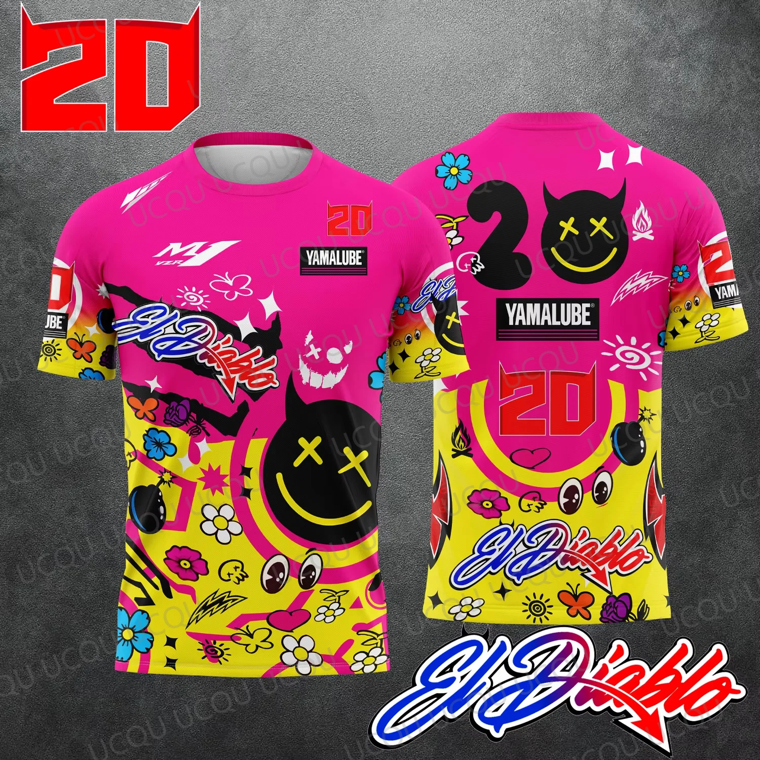 Camiseta de Manga Corta Casual de Verano para Adultos/Niños, Número 20, del Piloto Fabio Quartararo, Color Rosa, Nueva Edición 2026, para Fanáticos de las Carreras de Motos