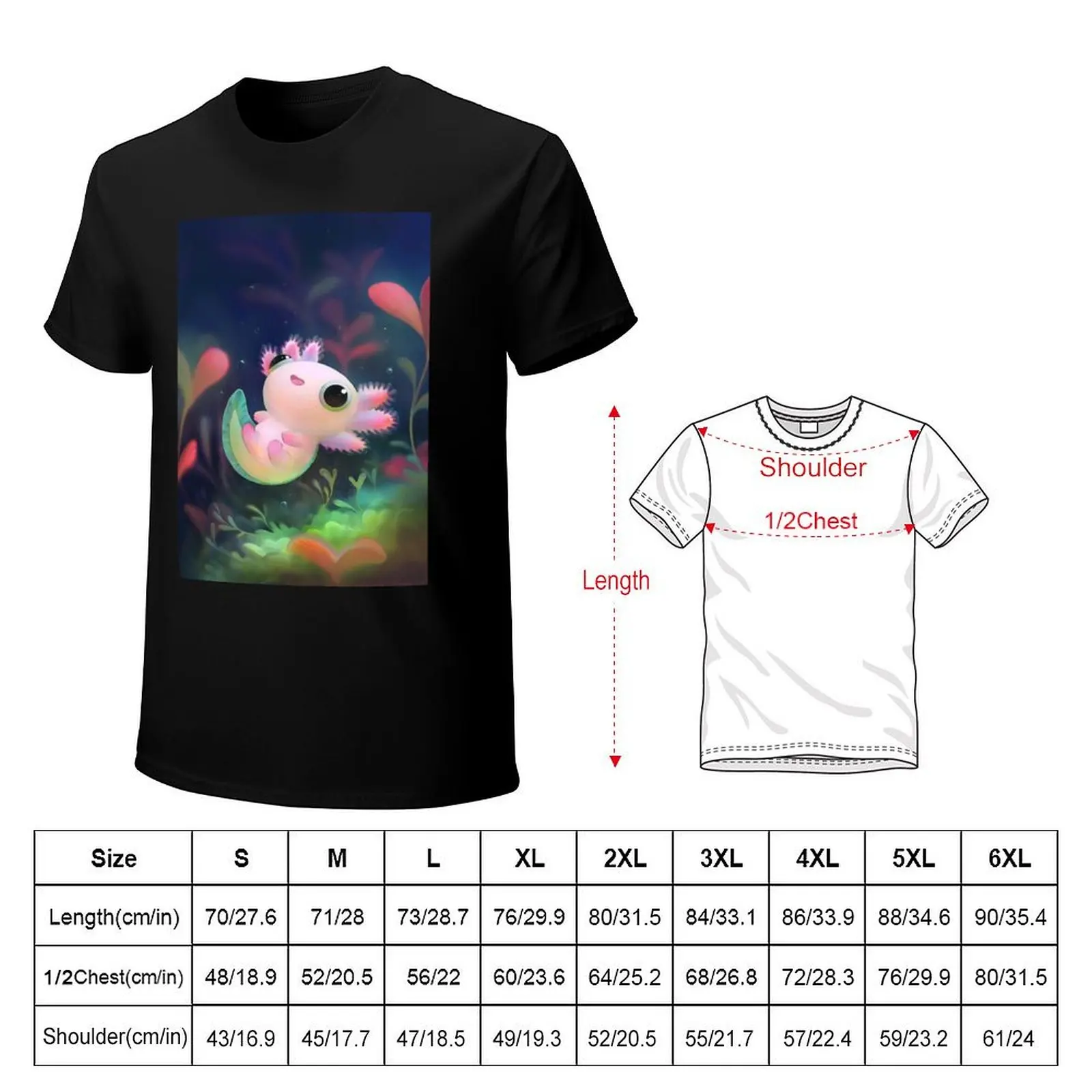 Cartoon Axolotl Art T-shirt heavyweights for a boy funnys Short sleeve tee mens graphic t-shirts anime