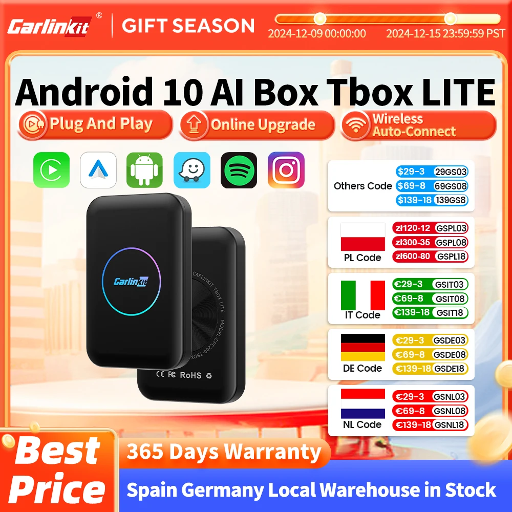 2024 CarlinKit Smart Mini CarPlay Ai Box 2G+32G Car Play TV Box For Netflix Wireless Android Auto CarPlay For CarPlay AA Cars