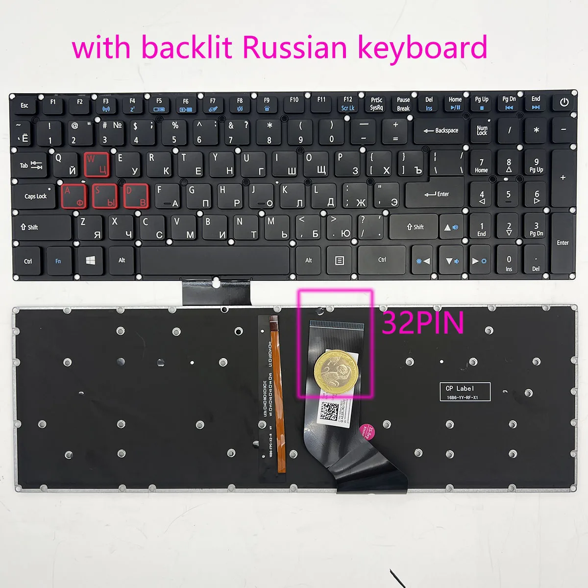 

New Keyboard For Acer Aspire VX15 VX5-793/793G VX5-591G VN7-593G N16C7 N17C1 Predator Helios G3-571 US/Russian layout