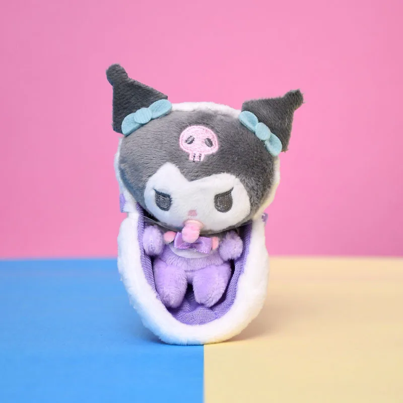 Kawaii Cartoon Anime Sanrioed Baby Cradle Series Toys My Melody Kuromi Cinnamoroll Soft Doll Bag Pendant Kids Gift