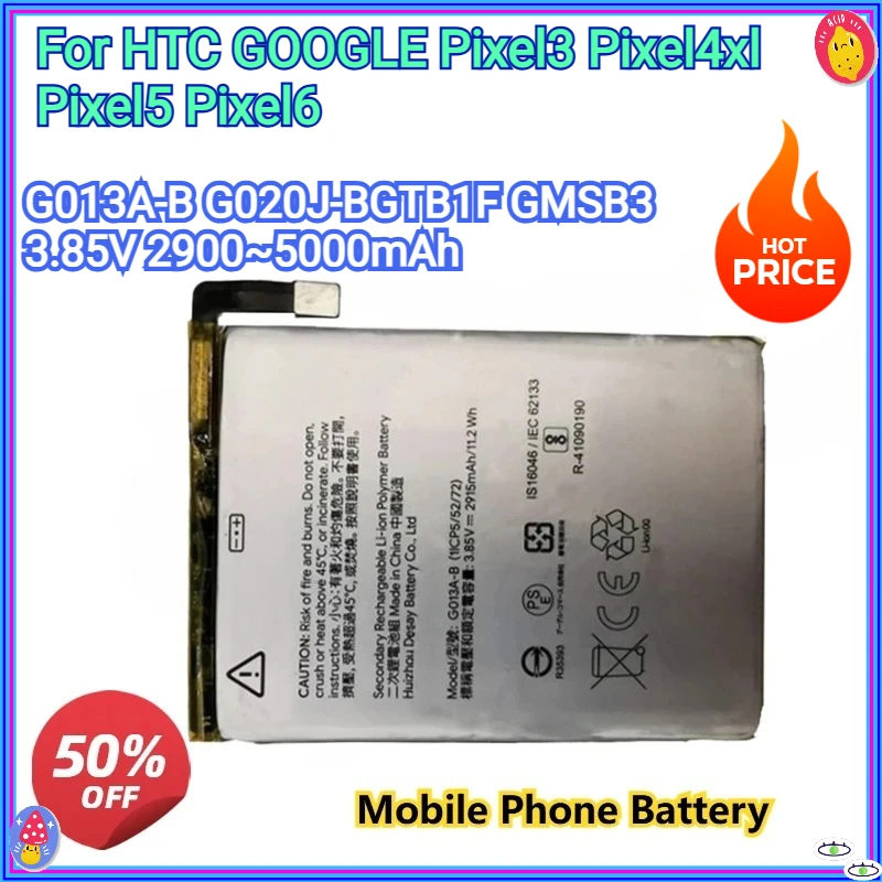 

2900~5000mAh G013A-B G020J-B GTB1F GMSB3 Mobile Phone Battery for HTC GOOGLE Pixel3 Pixel4xl Pixel5 Pixel6 Tools Are Included