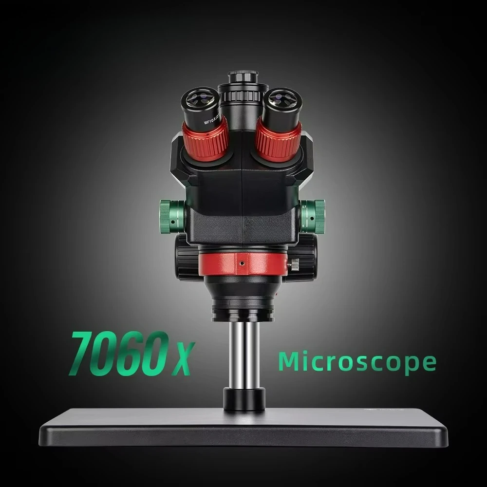 

7060X Ultra HD Trinocular Microscope with Large Base 7-60X Zoom for Mobile Phone Motherboard Chip PCB Welding Repair Tool