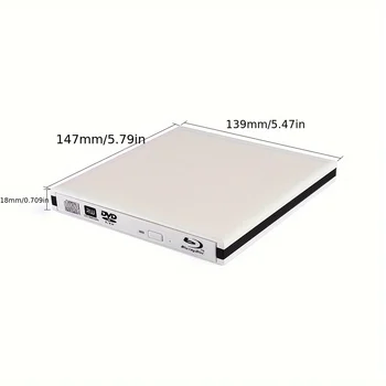 Blu-Ray Burner Player USB 3.0 CD DVD External Bluray Drive Writer Reader For Windows MacBook Laptop Desktop 2