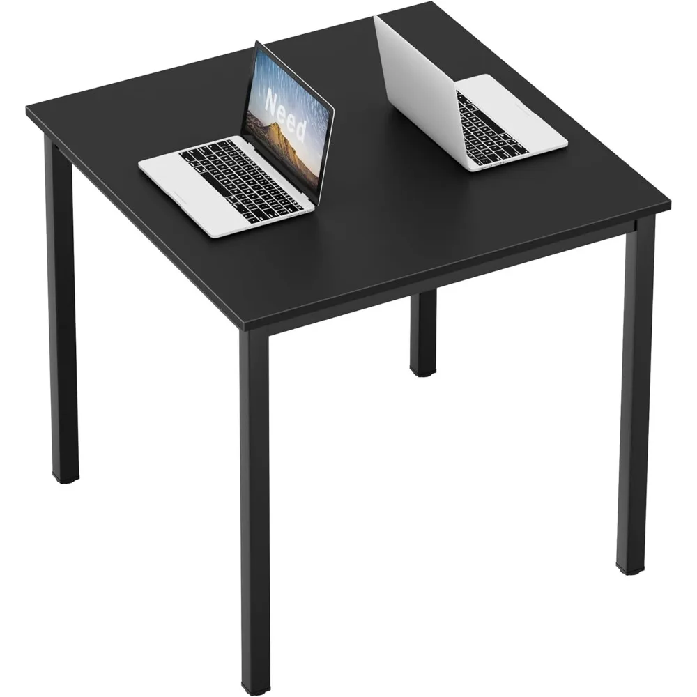 

Dining Table, Sturdy and Heavy-Duty Writing Desk, Black Color Desktop & Black Frame, Small Square Dining Table