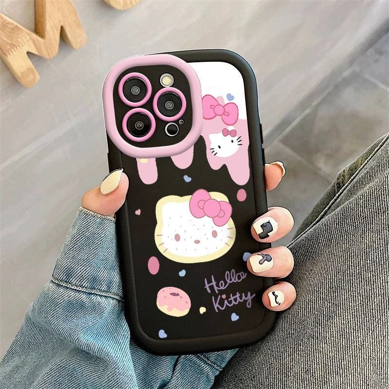 Original Sanrio Hello Kitty Phone Case For iPhone 14 13 11 12 15 Pro Max X XS XR 8 7 Plus Cartoon Cute Soft Shockproof Cover Y2K