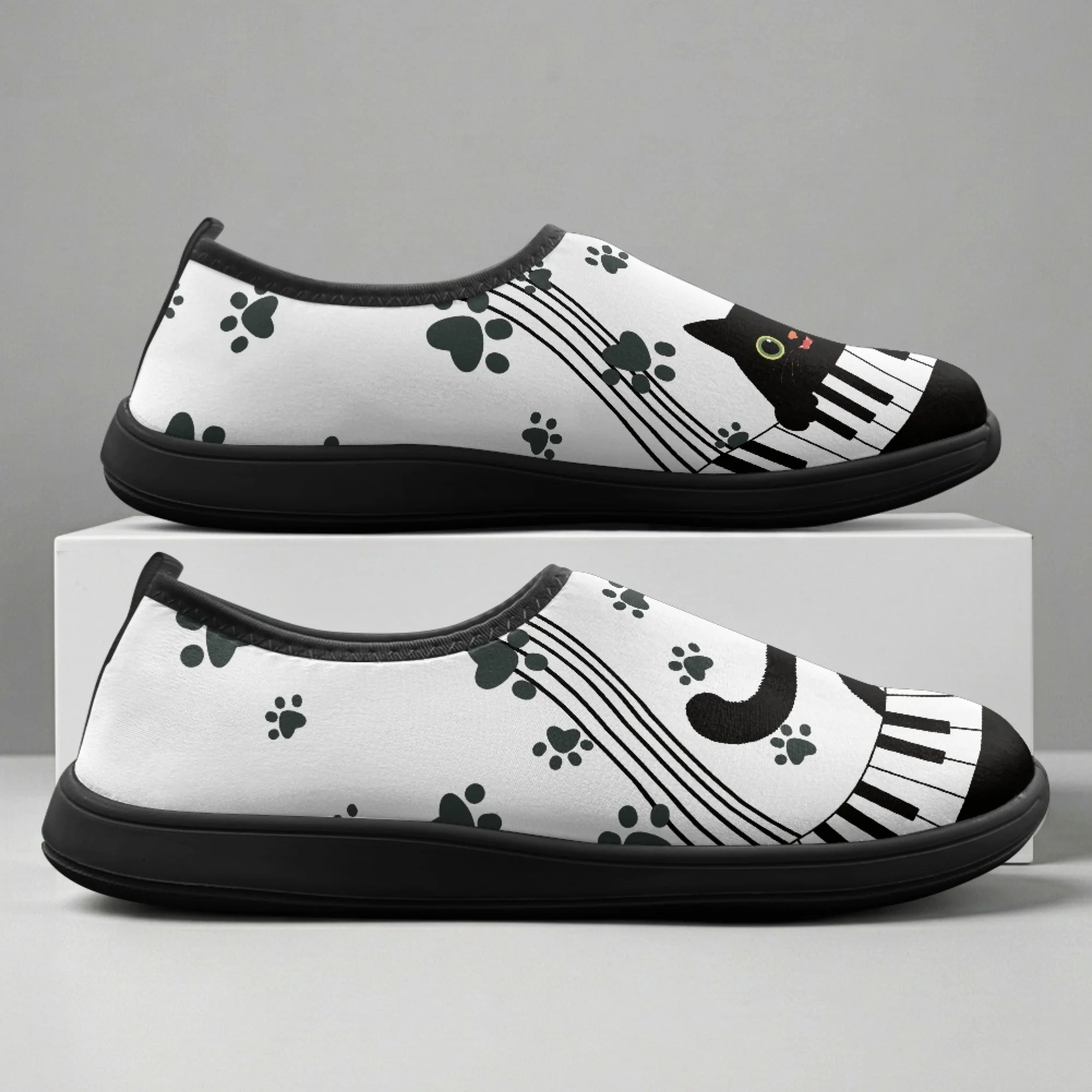 XIXIRIMIDO Slip-on Wide-toed Shoes Piano Cat Men's Breathable Mesh Shoes Womens Fashion Summer Sneakers Walking Shoes 36-46