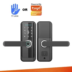 Tuya Smart Wifi Smart Life APP Or TTLOCK App Entrance door lock Serrure Intelligente Fechadura Digital Fingerprint Handle Lock