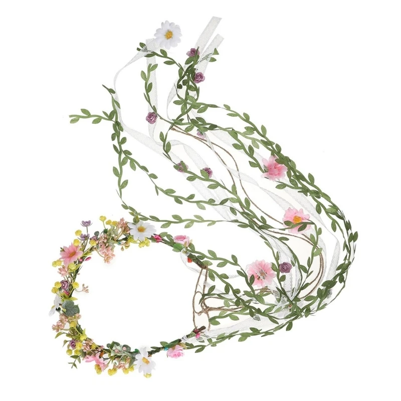 

Bohemian Realistic Flower Headband Bride Adjustable Hairband Wedding Show Tiaras Drop shipping