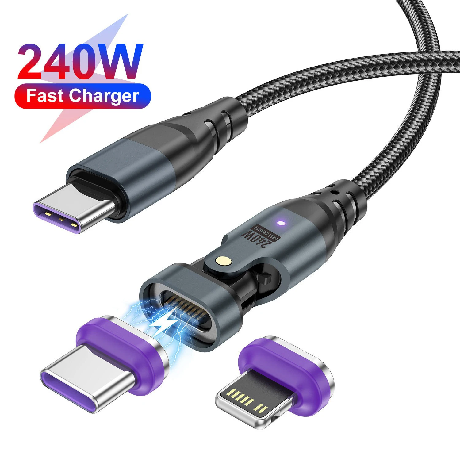 240W 5A Fast Charging Magnet USB-C Charger Data Cord Magneti