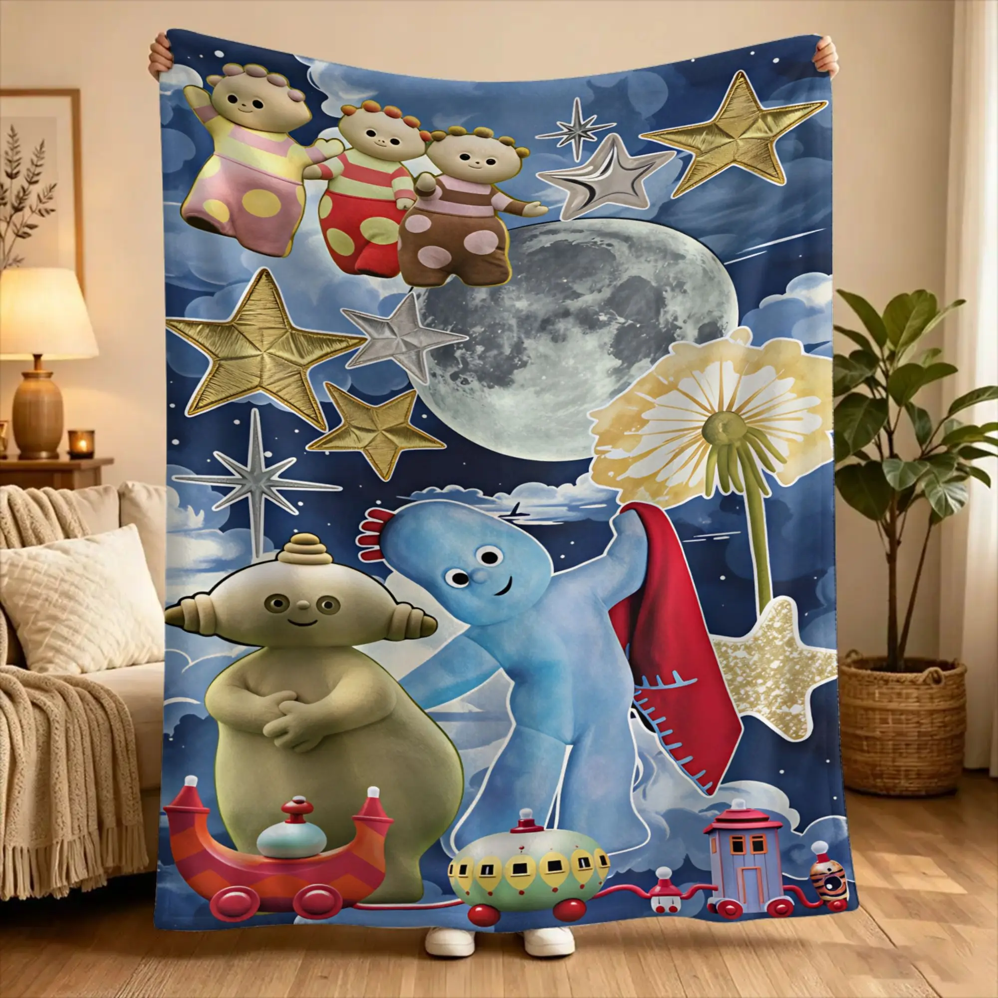 The Haahoos In the night garden Blanket Warm Soft Novelty Plush Throw Blanket For Couch Chair Travel Flannel Bedspread Bed Cover
