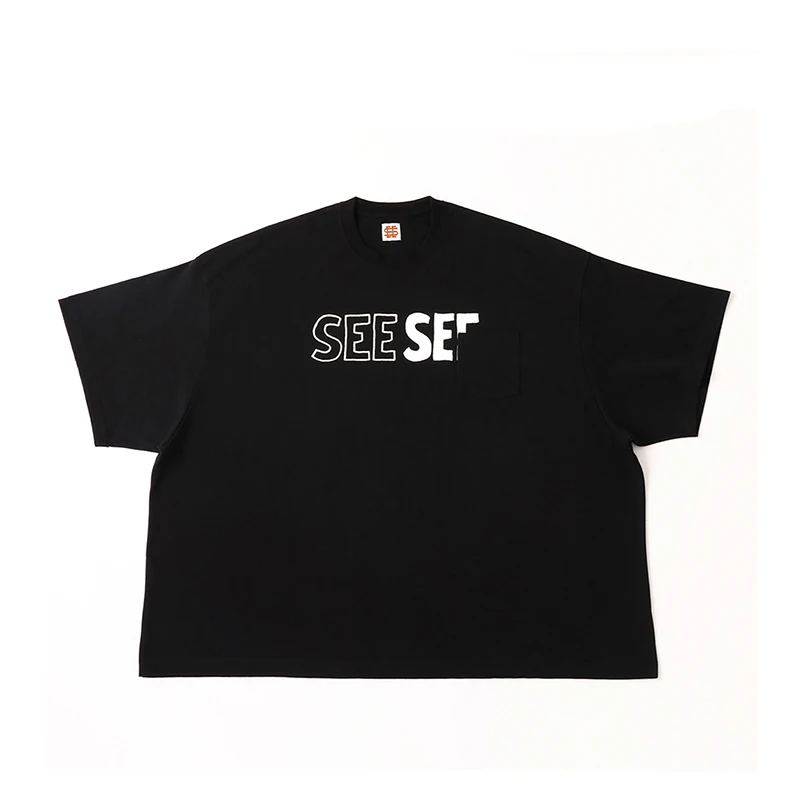 SEE SEE cityboy hand-painted letter print men's and women's same short sleeves