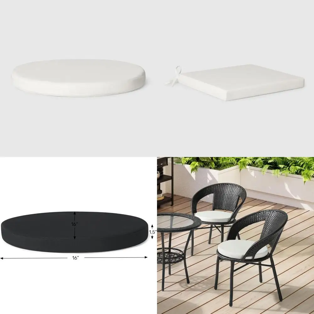 

Набор круглых подушек для сидений на открытом воздухе, кухонный обеденный стул, 4 шт., 16x16 дюймов, белые, удобные подушки для уличной мебели