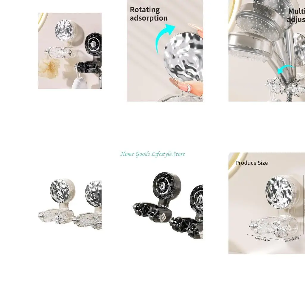 

E74e упаковка из 2 портативных держателей душа всасывающего чашки для удобства для установки