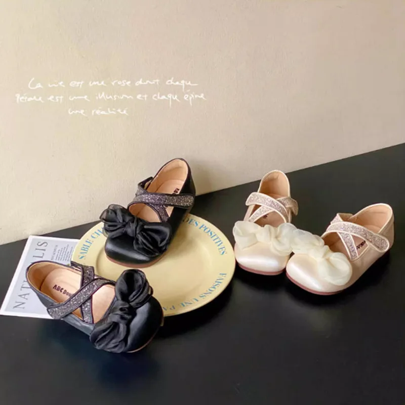 

Модные туфли принцессы с бантом для девочек, осень 2024, новые детские кожаные туфли, простые туфли Мэри Джейн для девочек, нескользящая детская повседневная обувь Niña