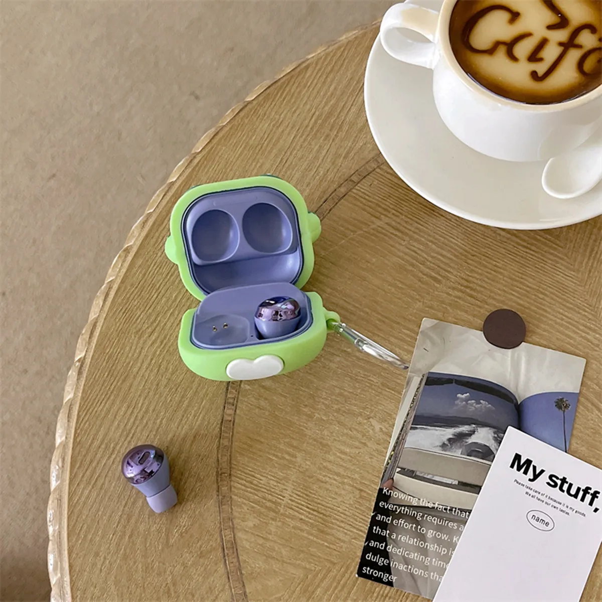لسامسونج غالاكسي Buds2 برو/براعم لايف/براعم برو/براعم 2 شحن صندوق ، ثلاثية الأبعاد لطيف الكرتون kawaii القط سيليكون سماعة مع هوك
