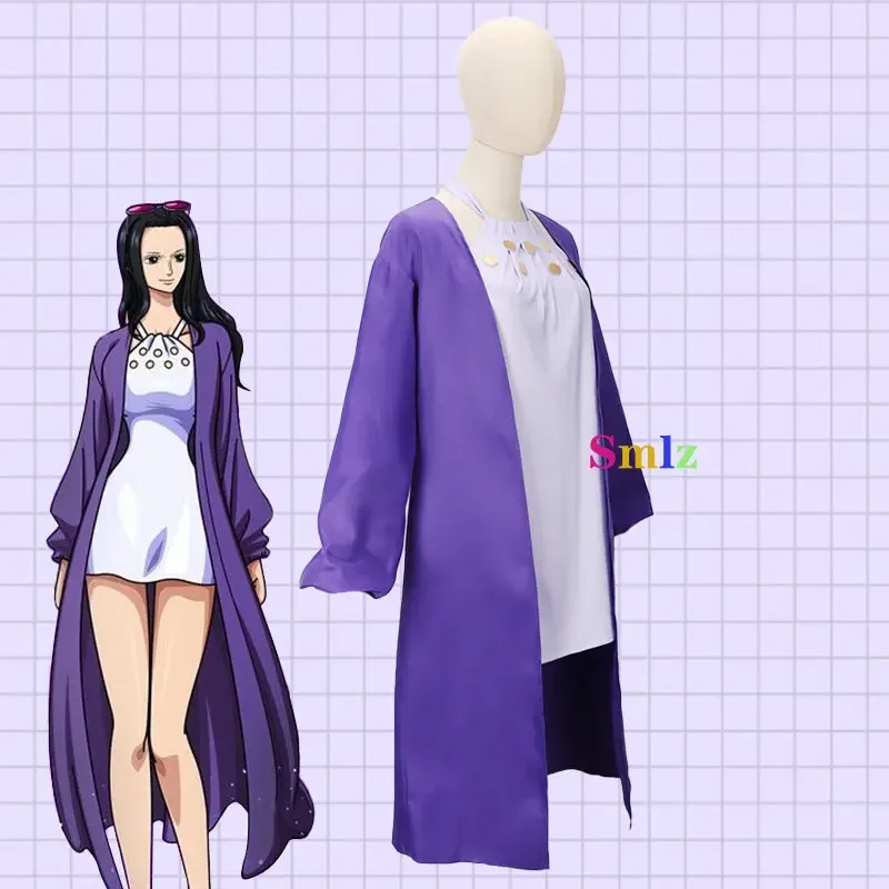 Film Red Nico Robin Cospaly Anime Costume Woman Miss Allsunday Purple Trench Coat Dress Cos Set