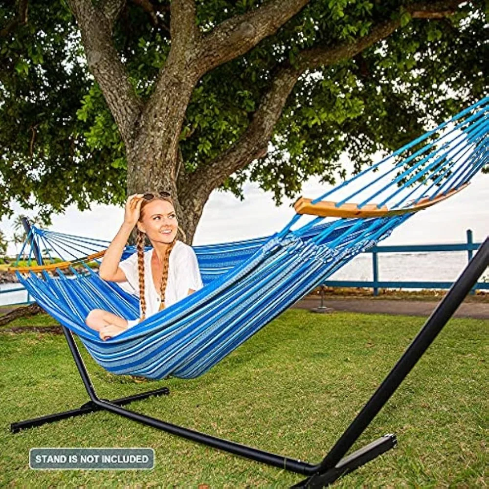 SUNCREAT Hammocks Double Hammock with Curved Spreader Bar, Outdoor Portable Hammock with Carrying Bag & Tree Straps