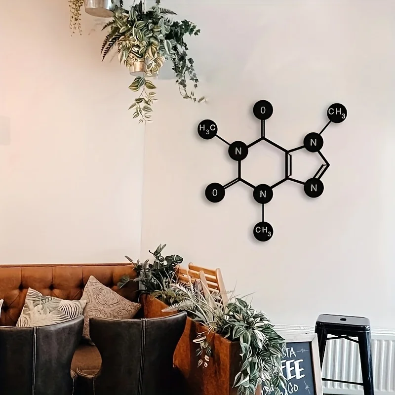 Caffeine Molecule Metal Wall Decor Modern Metal Wall Art Chemistry Art Chemical Formula Decor for Coffee Shop