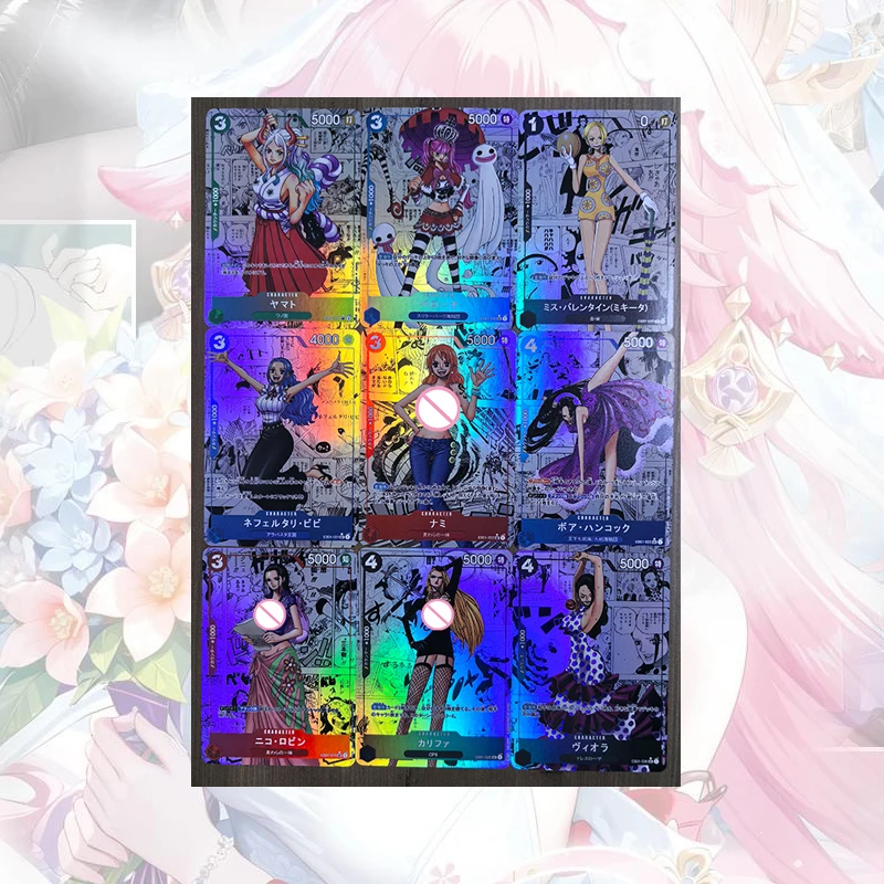 Anime One Piece Diy Homemade Color Flash Cards Nico Robin Boa Hancock Nami Nefertari D Vivi Yamato Uta Collectible Cards view 6