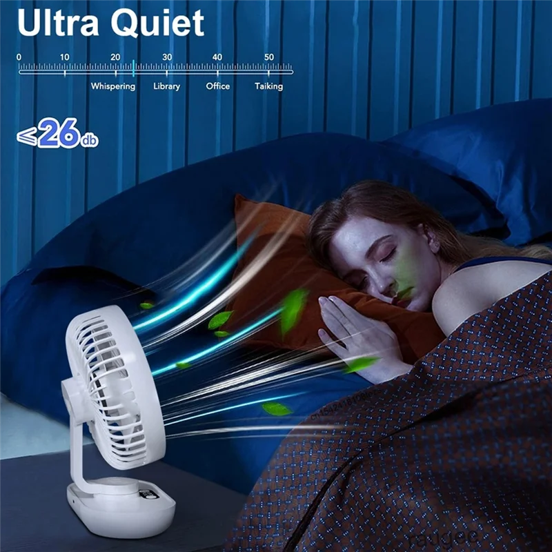 AT14 Portable Desktop Fan Mini Desk Fan USB Rechargeable Electric Air Circulator Small Table Fan With Digital Display