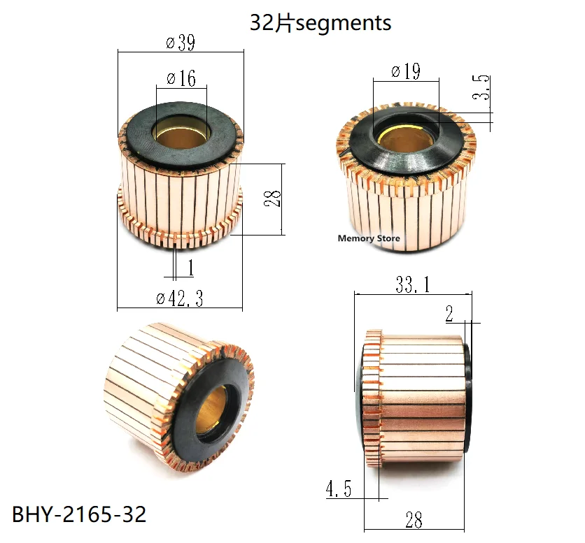 

50pcs 39x16x28(33.1)mm 32P Copper Bars Alternator Electric Motor Commutator, BHY-2165-32